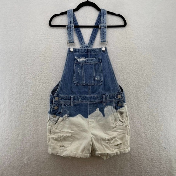BLANKNYC Women's Ripped Knee Overalls - Straight Leg Denim Jumpsuit